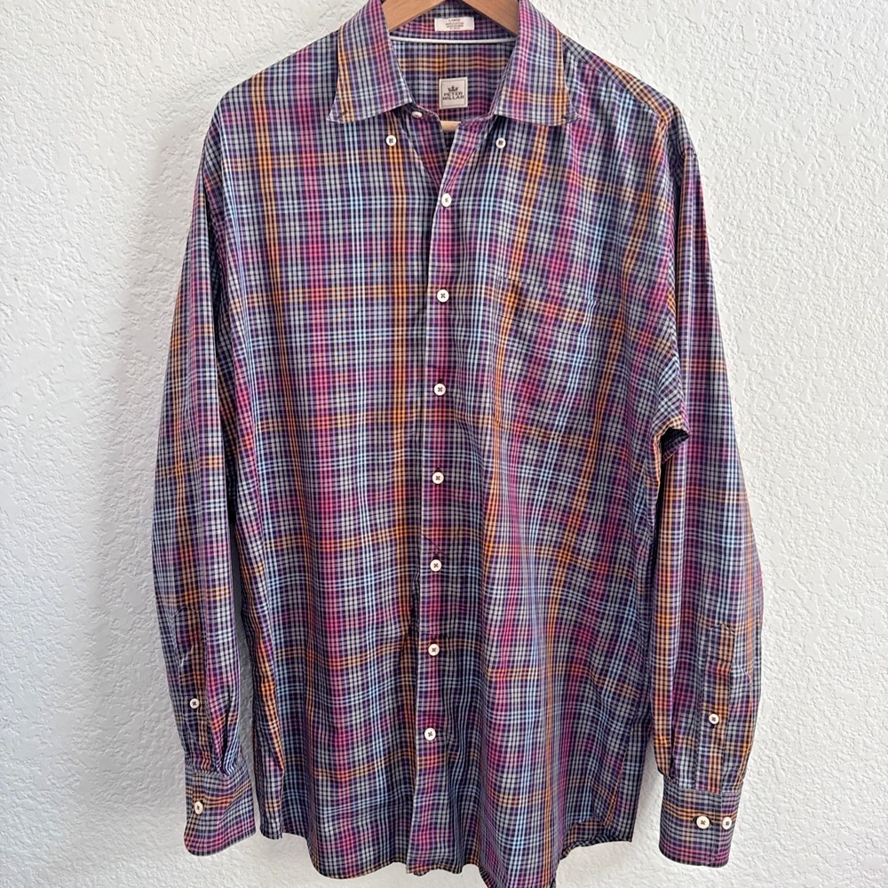 Peter Millar Men Multicolor Plaid Button Down Long Sleeve Size L